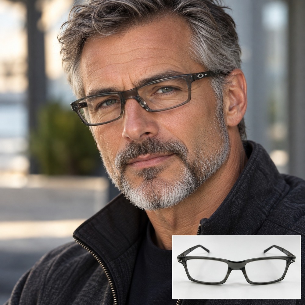 Oakley OX8050-0653 Pitchman Gray Smoke Full Rim Eyeglasses Frames 53-18-140 Mens